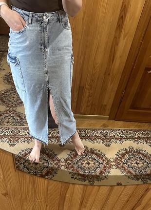 Спідниця юбка джинсова довга1 фото