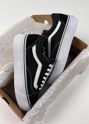 Черные черно-белые кеды кроссовки вансы vans old school platform вьетнам2 фото