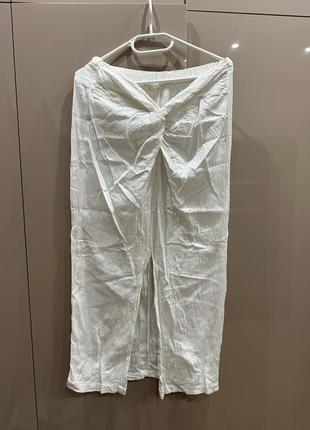 Літня легенька пляжна юбка спідниця міді з розрізом  натуральна муслінова1 фото