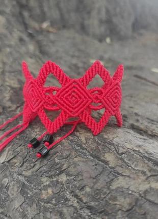 Макраме браслет "жива" (красный)