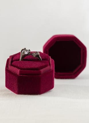 Бархатная коробочка для кольца (цвет wine peony)3 фото