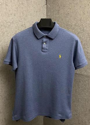 Голубая футболка поло от бренда polo ralph lauren