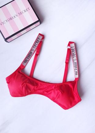 Купальный лиф-топ женский со стразами на бретельках victoria's secret красный s(42) сша2 фото