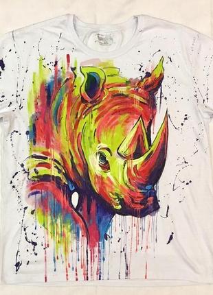 "носорог" футболка мужская, ручная роспись.3 фото