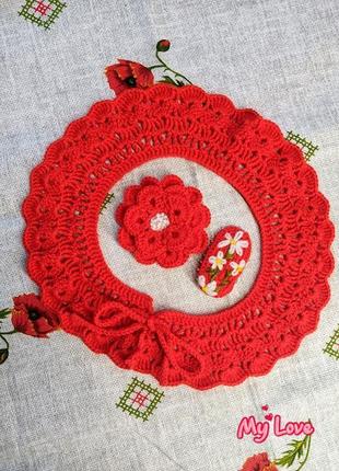 Накладной воротничок, брошка и заколочка3 фото