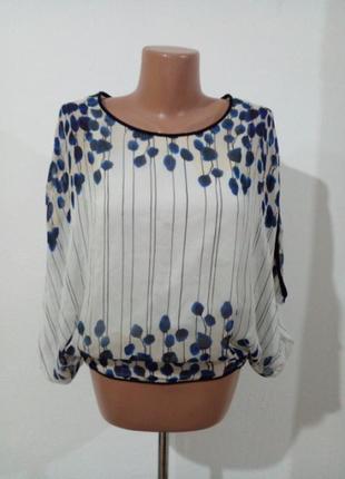 Дизайнерская блуза в акварельный принт натуральный шелк1 фото