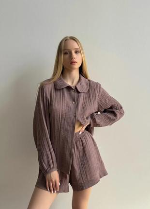 Жіноча піжама з мусліну муслінова піжама жіноча стильна піжама піжама літня (муслін) twins, розмір s