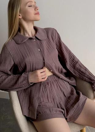 Жіноча піжама з мусліну муслінова піжама жіноча стильна піжама піжама літня (муслін) twins, розмір s5 фото