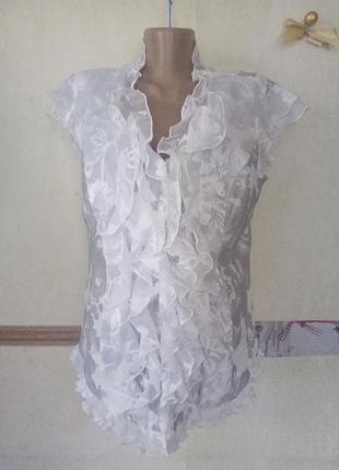 Отличная комбинированная блуза из льна р.142 фото