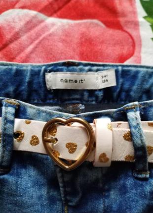 Фирменные, стильные джинсы с поясом для девочки 3-4 года-name it4 фото