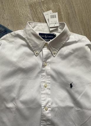 Polo ralph lauren женская белая рубашка, рубашка оверсайз, сорочка оверсайз, блузка, блуза4 фото