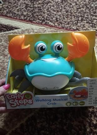 Интерактивная игрушка краб с функцией распознавания помех и музыкой
