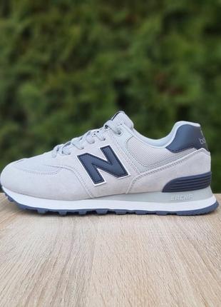 👟 кроссовки new balance 574 свет серые с синим / наложка bs👟7 фото