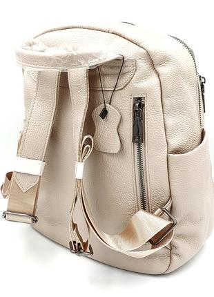 Рюкзак женский сумка кожаная светло-бежевая  89005 white biege2 фото