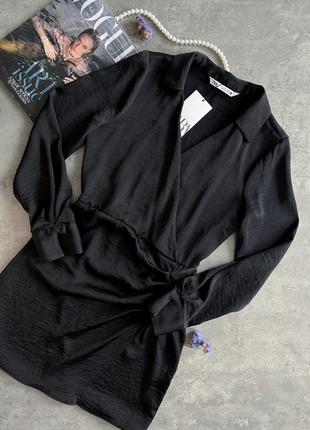 Черное платье-рубашка от zara, в наличии ✅1 фото