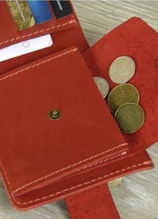 Женский кожаный кошелек портмоне gs красный4 фото