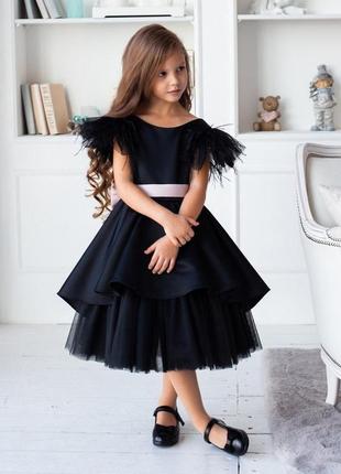 Выпускное платье для девочки миа атлас черное 104