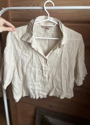 Рубашка сорочка льон льняная рубашка h&m оригинал5 фото