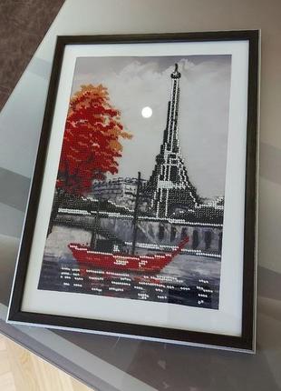 Картина вишита бісером «париж»9 фото