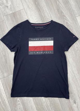 Жіноча вінтажна футболка томі хілфіґер tommy hilfiger синя