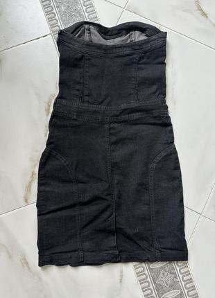 Платье мини, джинс-стрейч, черная, xs-s3 фото