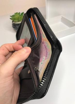 Класический коженый кошелёк в чёрном цвете9 фото