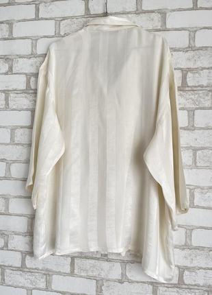 Молочная шелковая пижама брюки и рубашка в размере м4 фото
