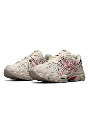 Женские беговые кроссовки в стиле asics gel kahana 8 new beige total асикс сетка бежевые с розовым весна-лето ( 36-41 ) b2375