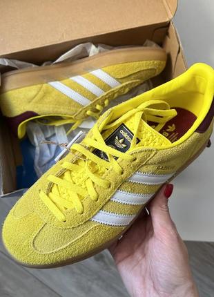 Adidas gazelle yellow/burgundy желтые/бордо8 фото