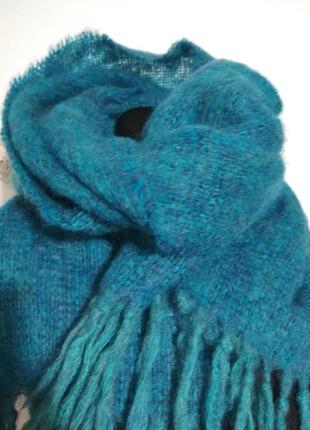 Шерсть мохер роскошный фирменный большой мохеровый шарф палантин качество!5 фото