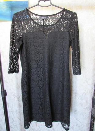 Черное гипюровое платье1 фото