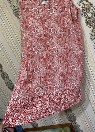 Стильное летнее льняное сарафан, красное с белым платье4 фото