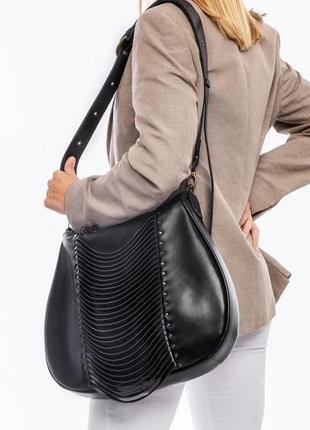 Большая кожаная хобо сумка женская в бохо стиле8 фото