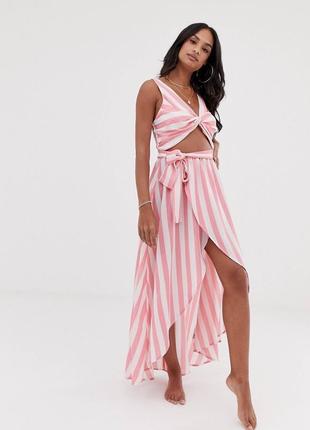 Пляжное платье макси в полоску asos design