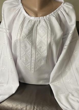 Низинка. стильна жіноча вишиванка на білому полотні ручної роботи. ж-23613 фото