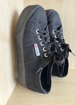 Кеди чорні текстильні superga