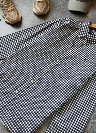 Рубашка женская polo ralph lauren в клетку приталенная черная белая черно белая с длинным рукавом приталенная ральф лорен как новая л m l2 фото