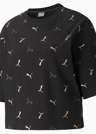 Женская футболка оверсайз puma classics graphics apo tee – black/gold (531633-51)3 фото