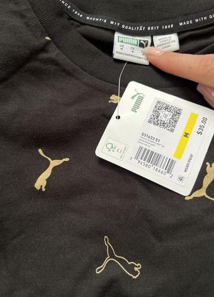 Женская футболка оверсайз puma classics graphics apo tee – black/gold (531633-51)4 фото