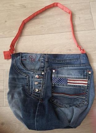 Женская джинсовая сумка с карманами