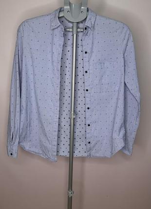 Блуза рубашка zara с якорями нежная голубая3 фото