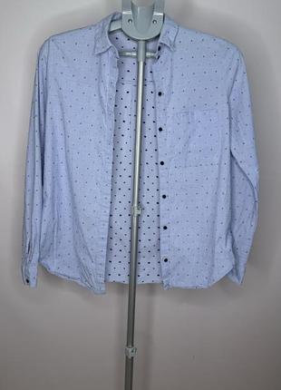 Блуза рубашка zara с якорями нежная голубая8 фото
