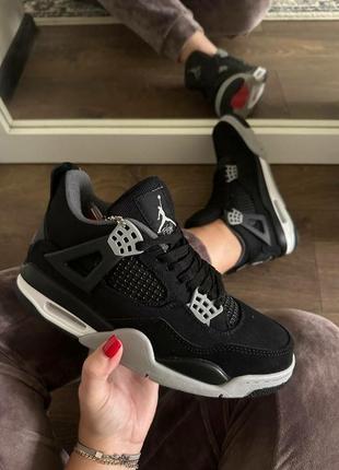 Мужские кроссовки nike air jordan 4 retro se black canvas premium