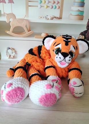 Тигренок, пижамница тигренок, вязаный тигр, вязаная игрушка, плюшевый тигр2 фото