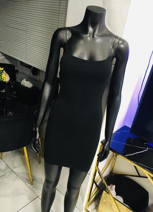 Черное облегающее платье на бретелях zara м3 фото