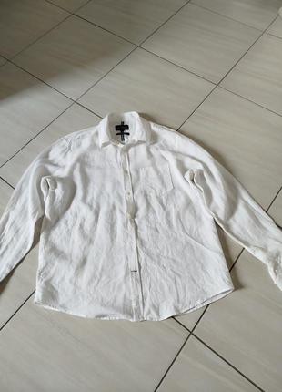 Белоснежная льняная мужская рубашка2 фото