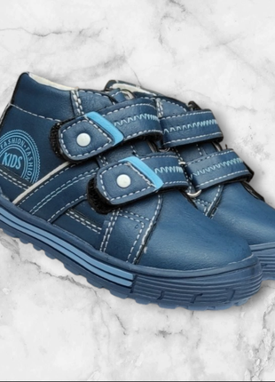 Синие деми ботинки, кеды  кроссовки весна, осень змейка, липучки для мальчика новые уценка6 фото
