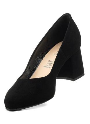 Туфли женские черные замшевые на каблуке 1205тп5 фото