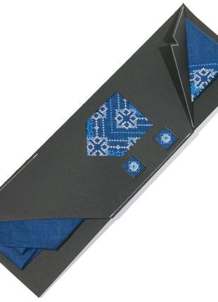 Вышитый набор из льна. галстук с запонками №6971 фото