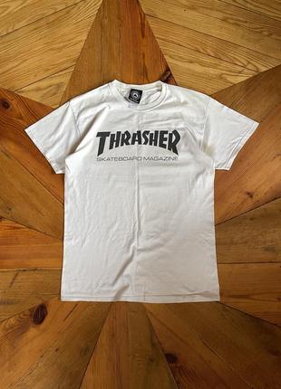 Thrasher classic white logo tee skateboard magazine скейтерська класична вінтажна футболка